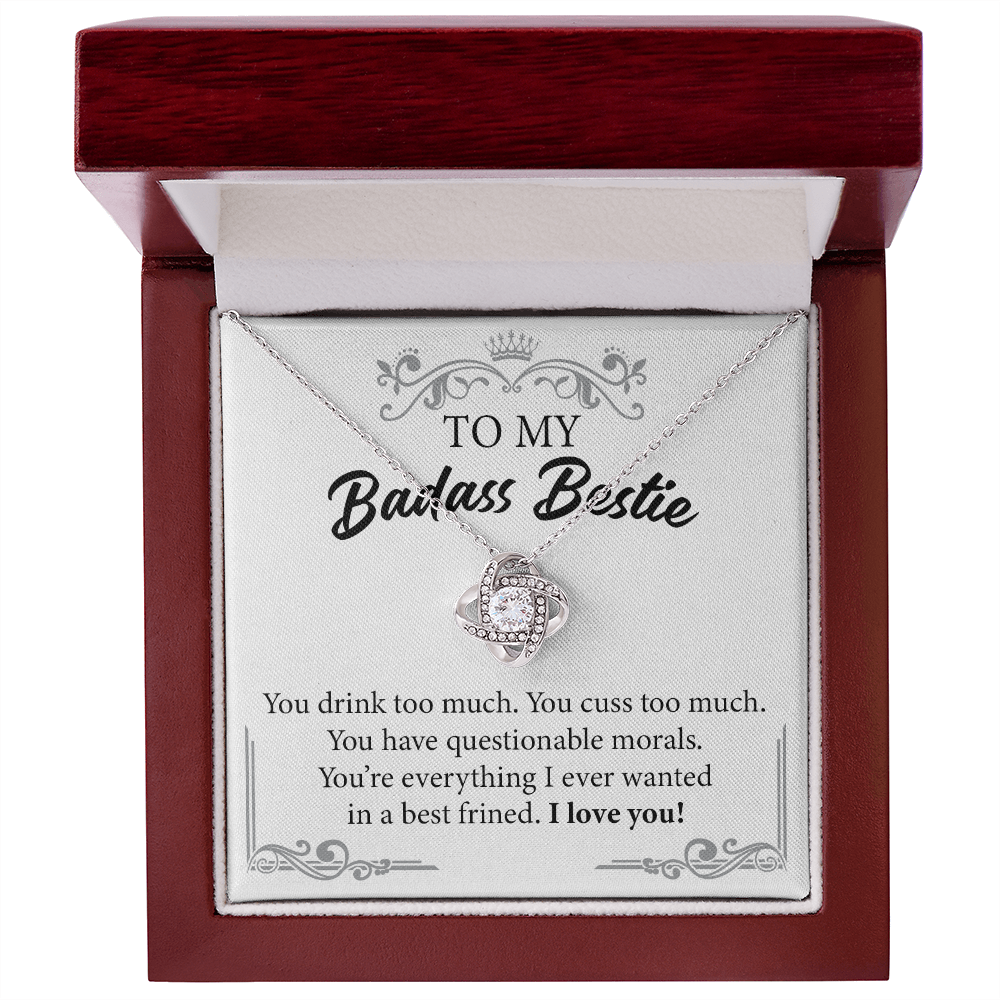 Badass Bestie Necklace Gift with Funny Message Card