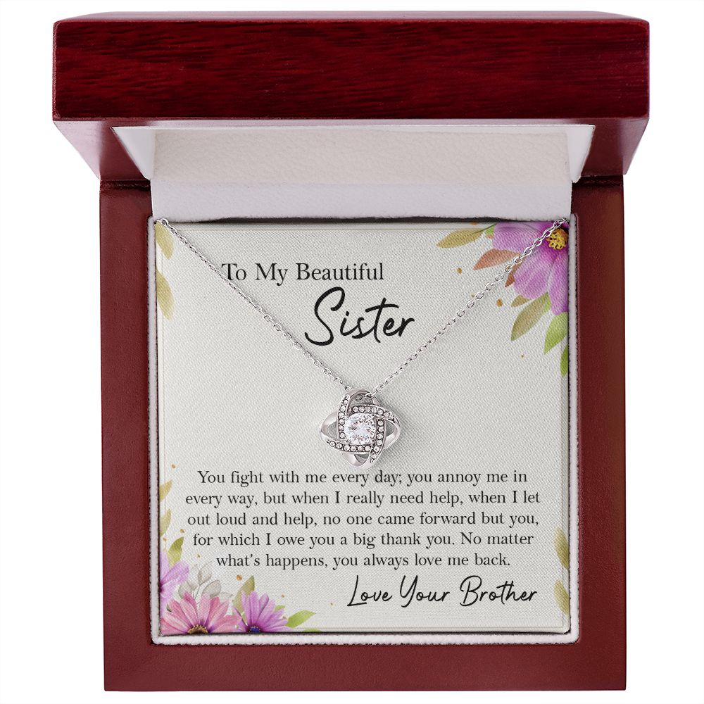 To My Beautiful Sister Necklace Gift from Brother with Message Card