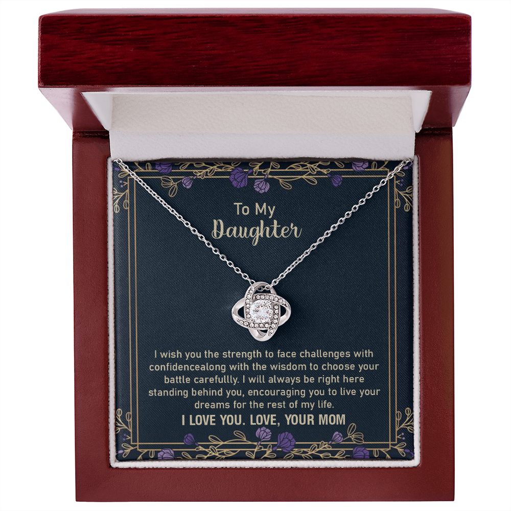 To My Daughter Necklace From Mom, I Wish You The Strength To Face Challenges, Gifts For Birthday Valentine's Day Christmas