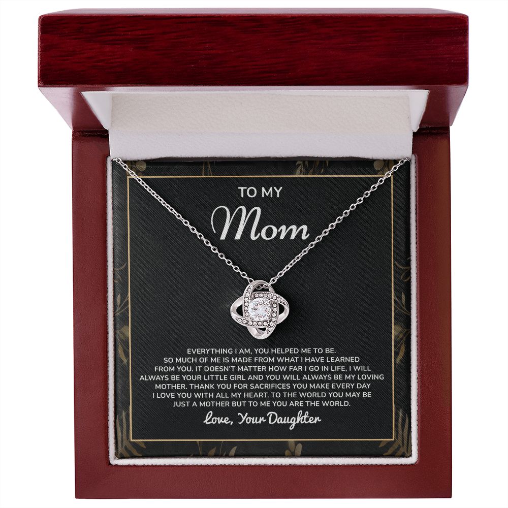 To My Mom To The World You May Be Just A Mother But To Me You Are The World . Love, Your Daughter