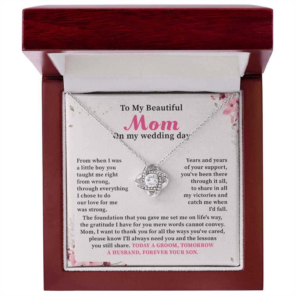 To My Beautiful Mom On My Wedding Day Today A Groom Tomorrow A Husband, Forever Your Son
