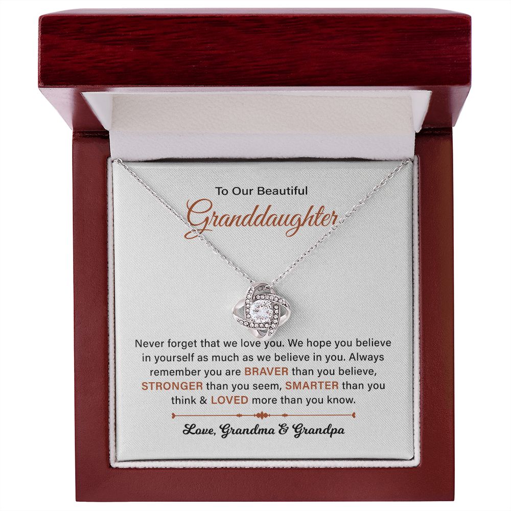 To My Beautiful Granddaughter Never Forget That We Love You .