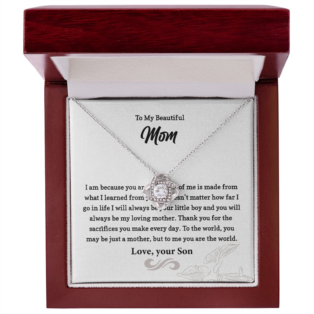 Mom Necklace Gift from Son with Sentimental Card
