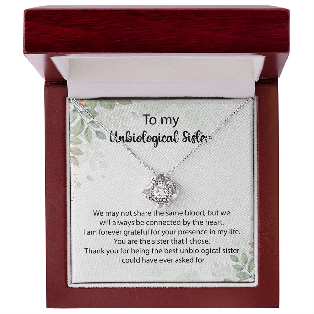 Unbiological Sister Necklace Gift with Heartfelt Note