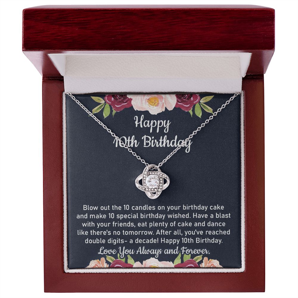 10th Birthday Necklace Gift for Daughter With Message Card