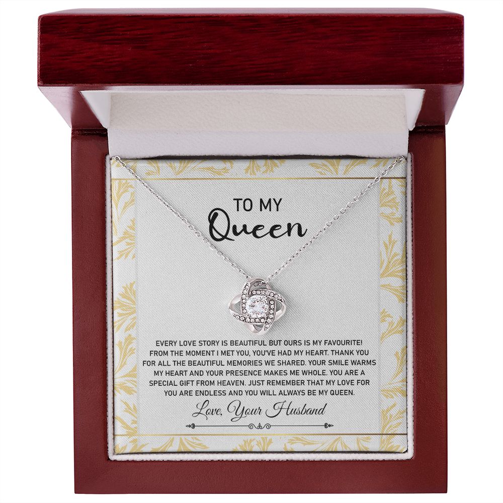 Queen Necklace Gift from Husband with Love Message