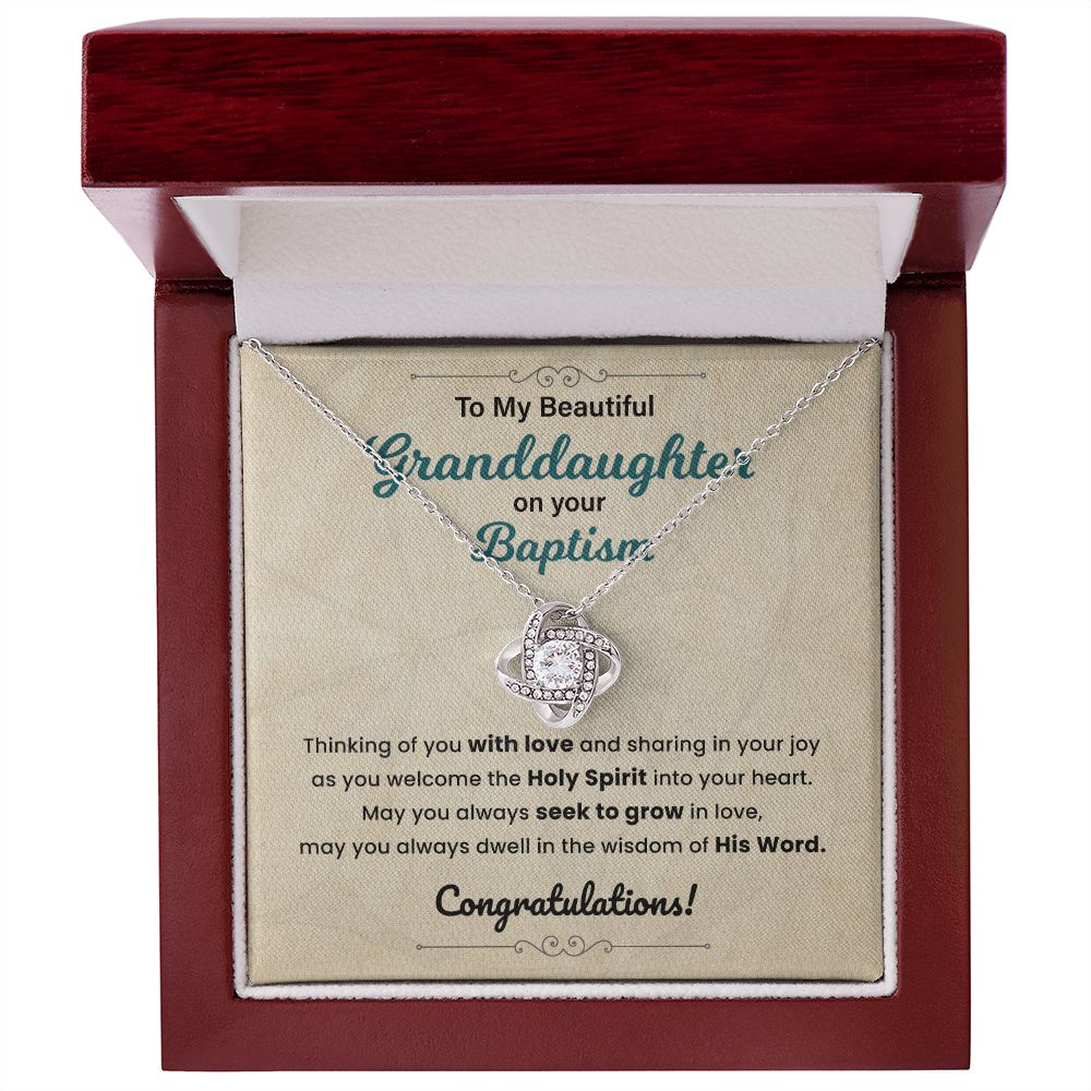 Baptism Necklace Gift For Granddaughter With Message Card