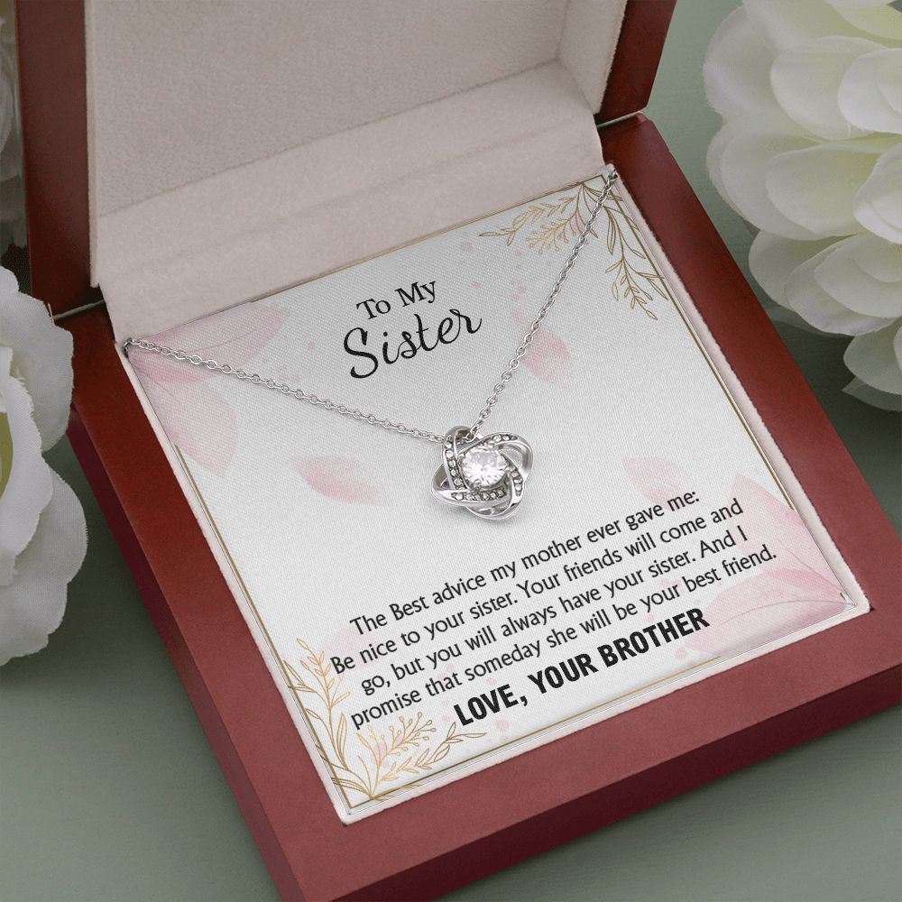 Sister Necklace Gift from Brother with Sentimental Message Card
