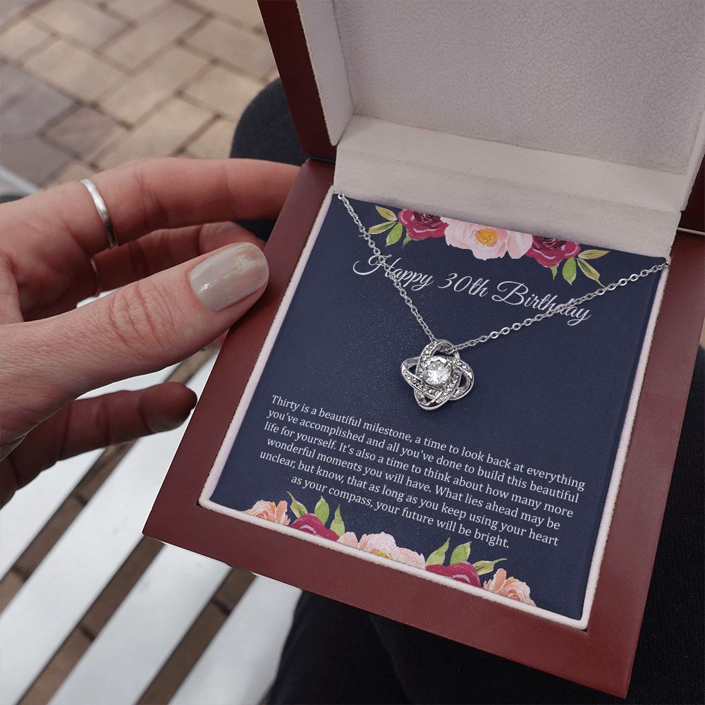 30th Birthday Gift Necklace with Floral Card