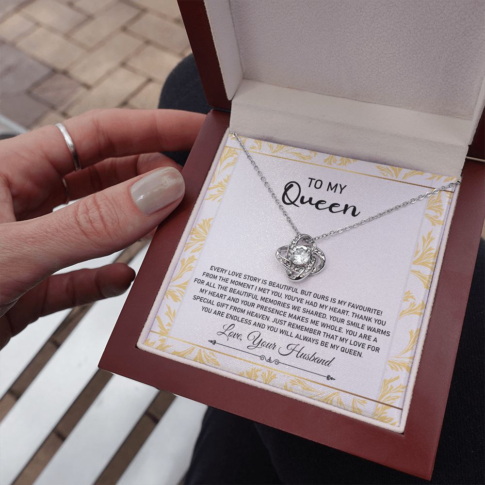 Queen Necklace Gift from Husband with Love Message