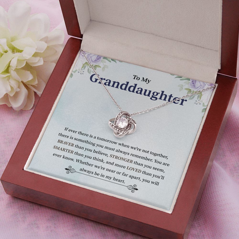 To My Granddaughter You Will Always Be In My Heart, Love Knot Necklace For Women, Granddaughter Gifts From Grandma