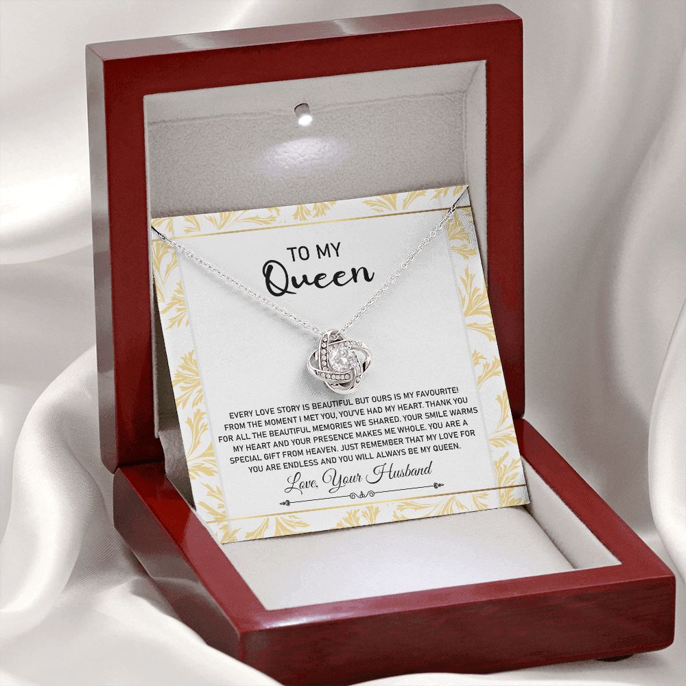 Queen Necklace Gift from Husband with Love Message