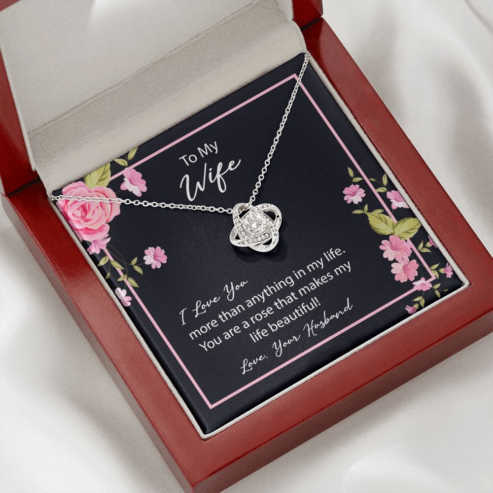Wife Necklace Gift from Husband with Romantic Rose Message Card