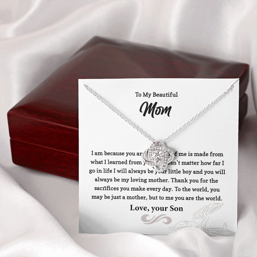 Mom Necklace Gift from Son with Sentimental Card