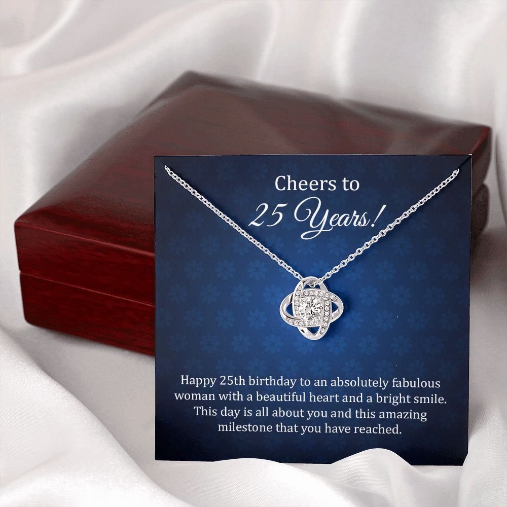 25th Birthday Necklace Gift for Her with Milestone Card