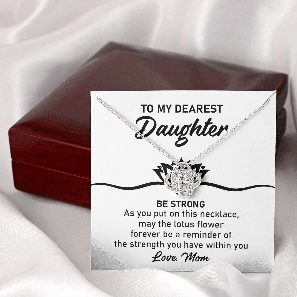 Daughter Necklace Gift with Lotus Strength Message