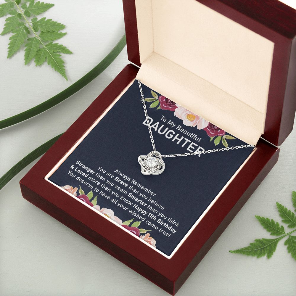 11th Birthday Necklace Gift for Daughter With Message Card