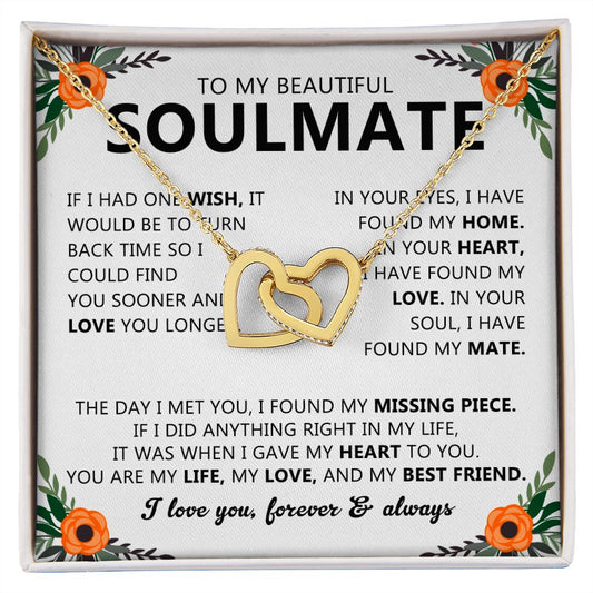 Soulmate Necklace Gift with Message Card for Partner