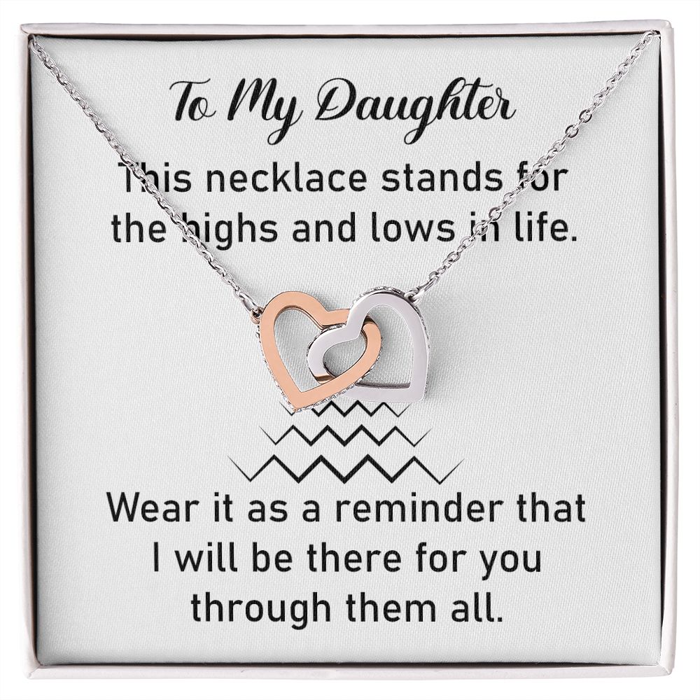Daughter Two-Tone Heart Necklace with Life Quote