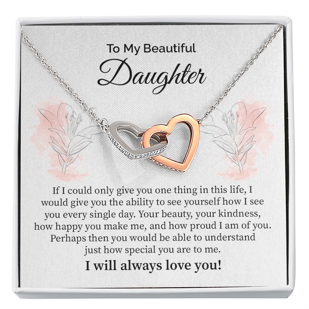 Daughter Necklace with Heartfelt Floral Message Card