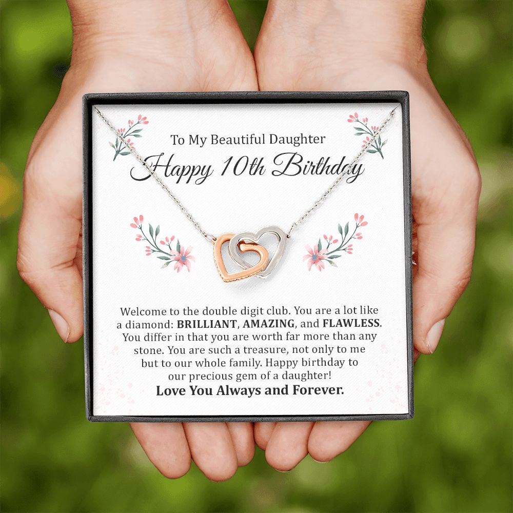 10th Birthday Necklace for Daughter with Message Card