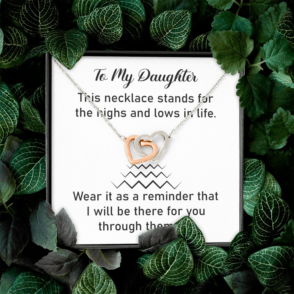 Daughter Two-Tone Heart Necklace with Life Quote