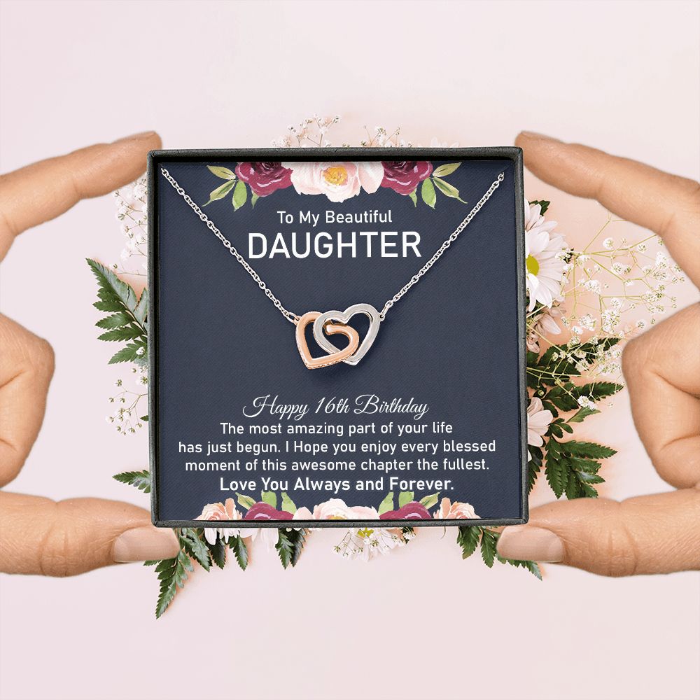 16th Birthday Necklace for Daughter With Message card