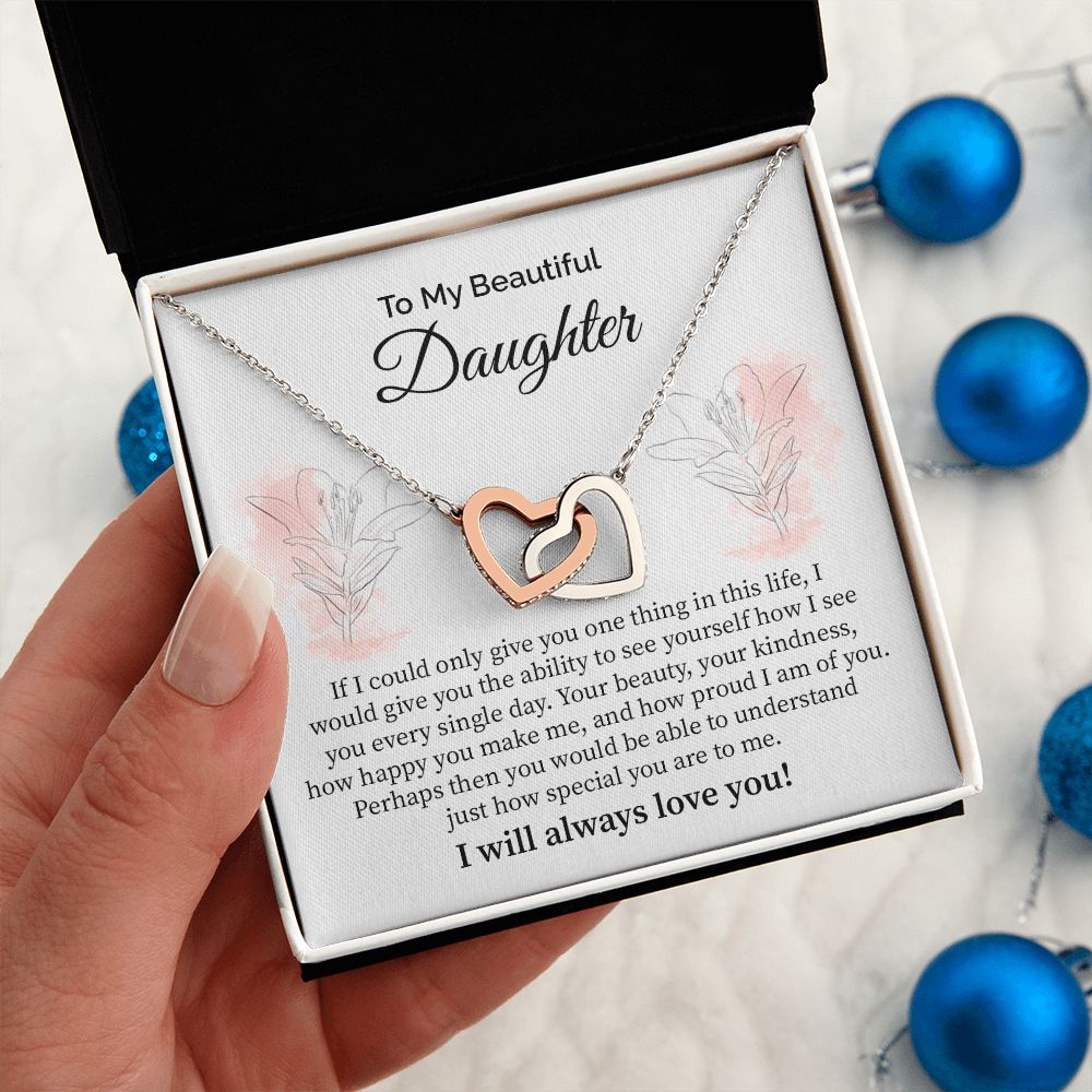 Daughter Necklace with Heartfelt Floral Message Card