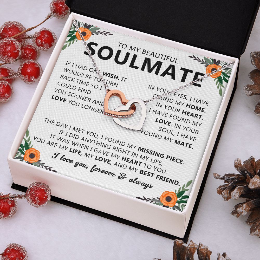 Soulmate Necklace Gift with Message Card for Partner