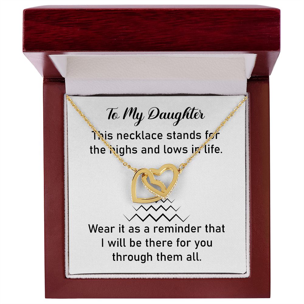 Daughter Two-Tone Heart Necklace with Life Quote