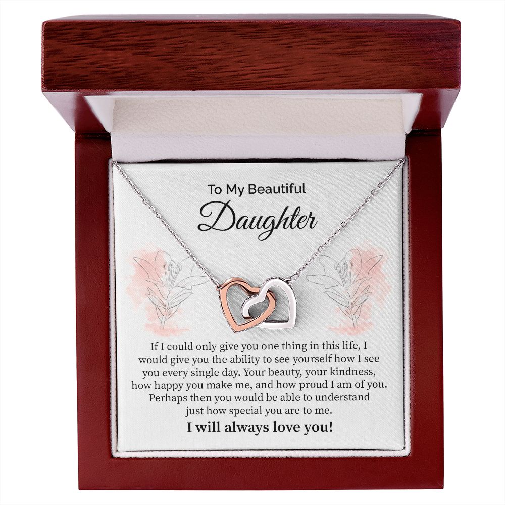 Daughter Necklace with Heartfelt Floral Message Card