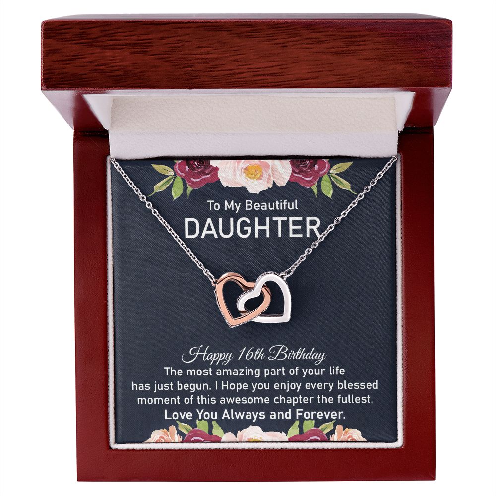 16th Birthday Necklace for Daughter With Message card