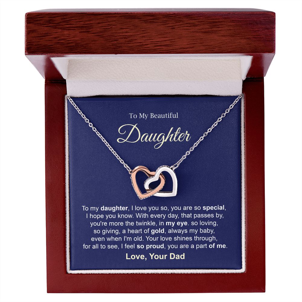 Daughter Necklace Gift from Dad with Special Message Card