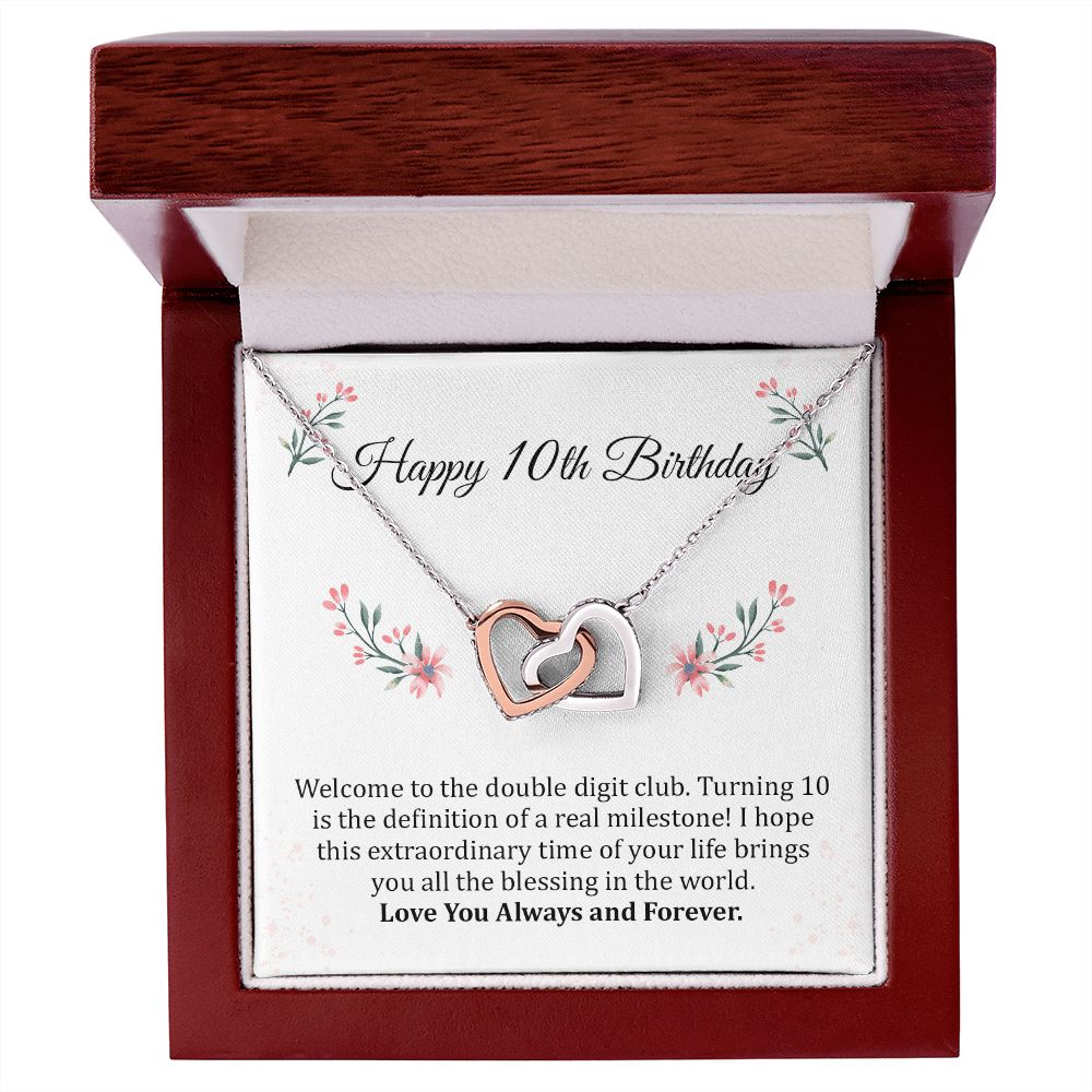 10th Birthday Necklace Gift For Girls With Message Card