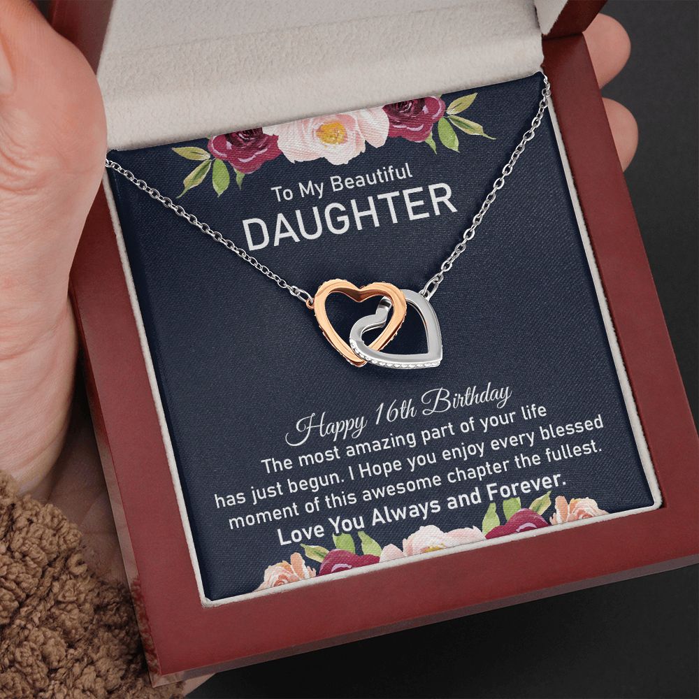 16th Birthday Necklace for Daughter With Message card