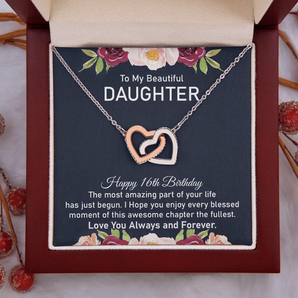 16th Birthday Necklace for Daughter With Message card