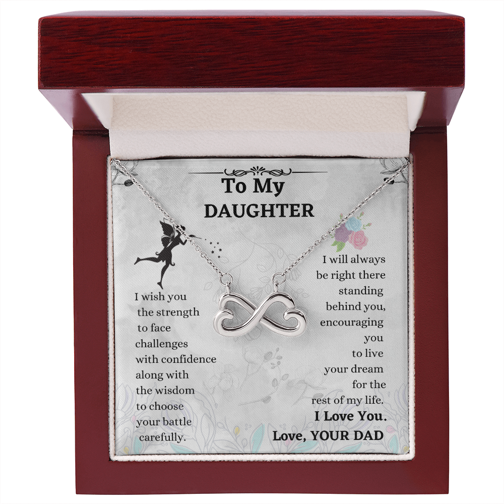 Daughter Infinity Necklace Gift from Dad with Heartfelt Message Card