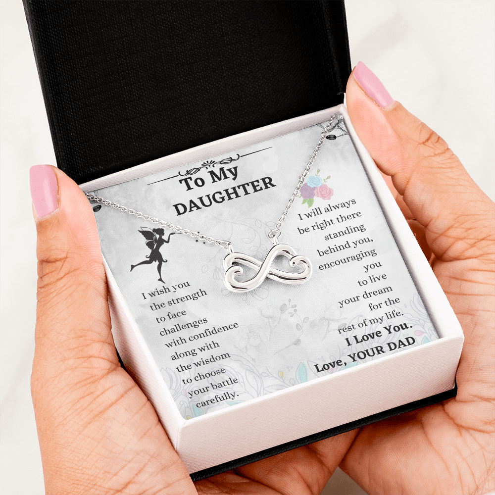 Daughter Infinity Necklace Gift from Dad with Heartfelt Message Card