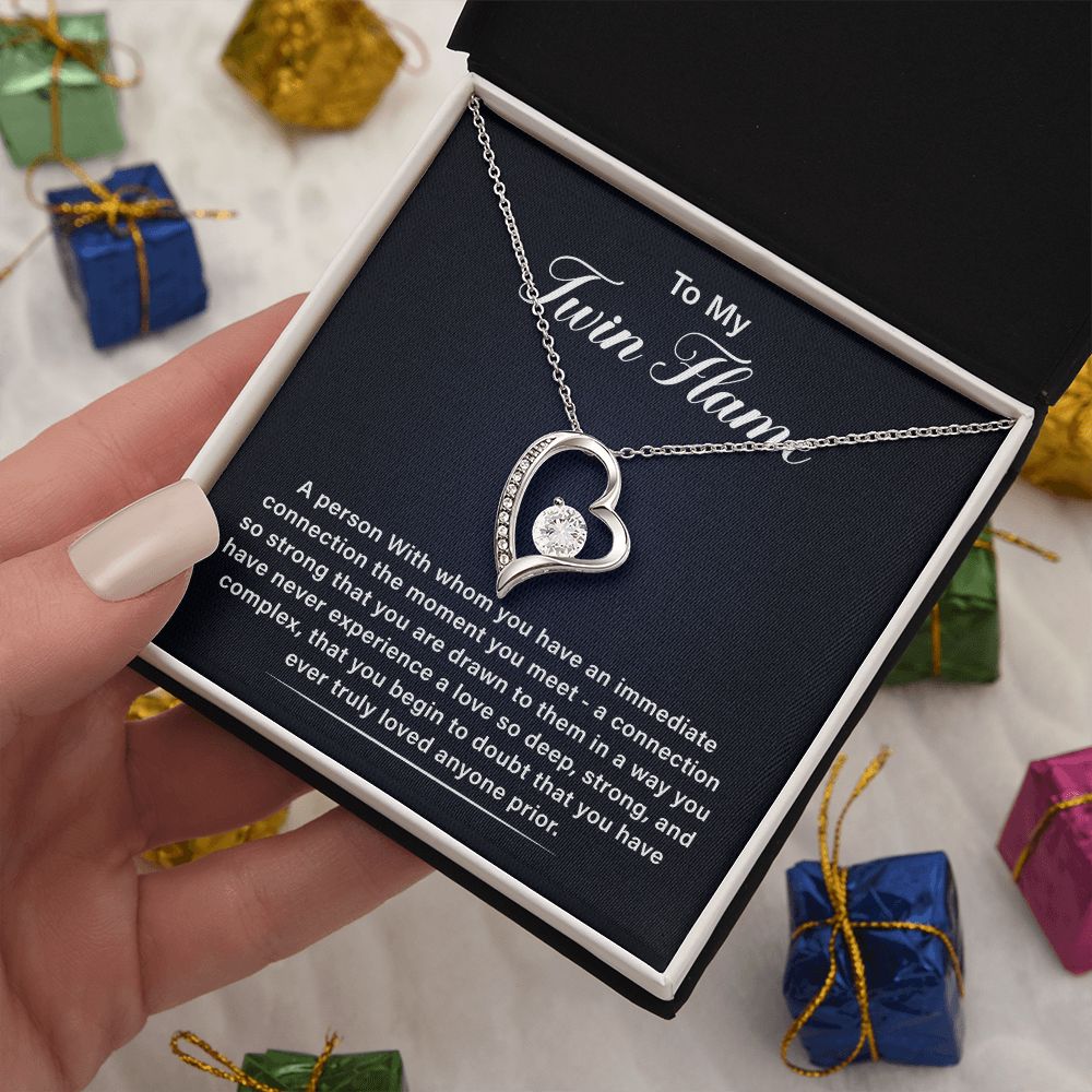 Twin Flame Heart Necklace With Meaningful Message Card