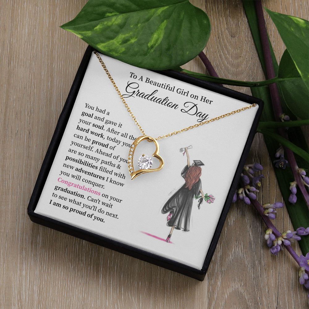 Graduation Necklace for Daughter With Heart Pendant