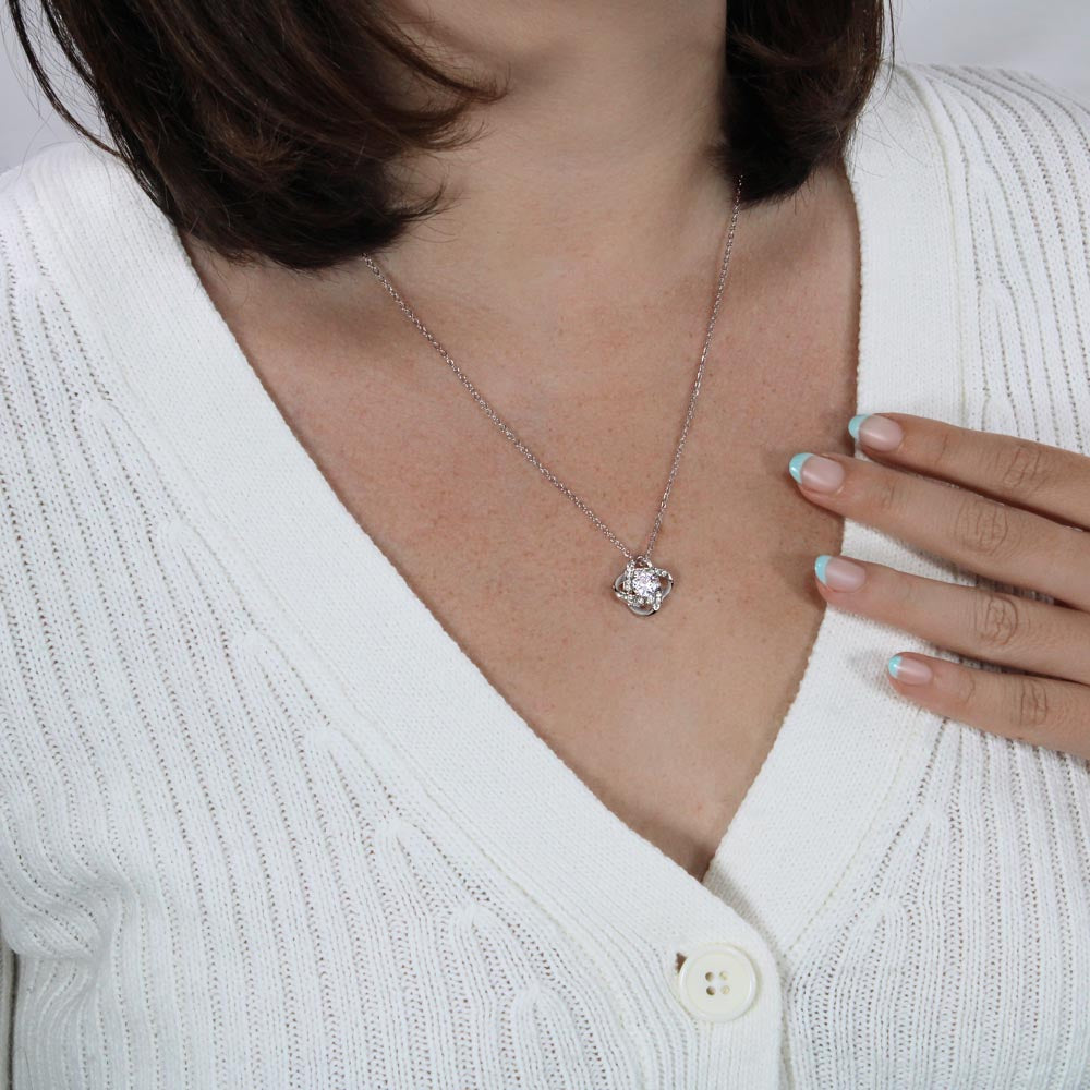 Wedding Day Gift for Mom from Daughter – Love Knot Necklace with Heartfelt Message Card