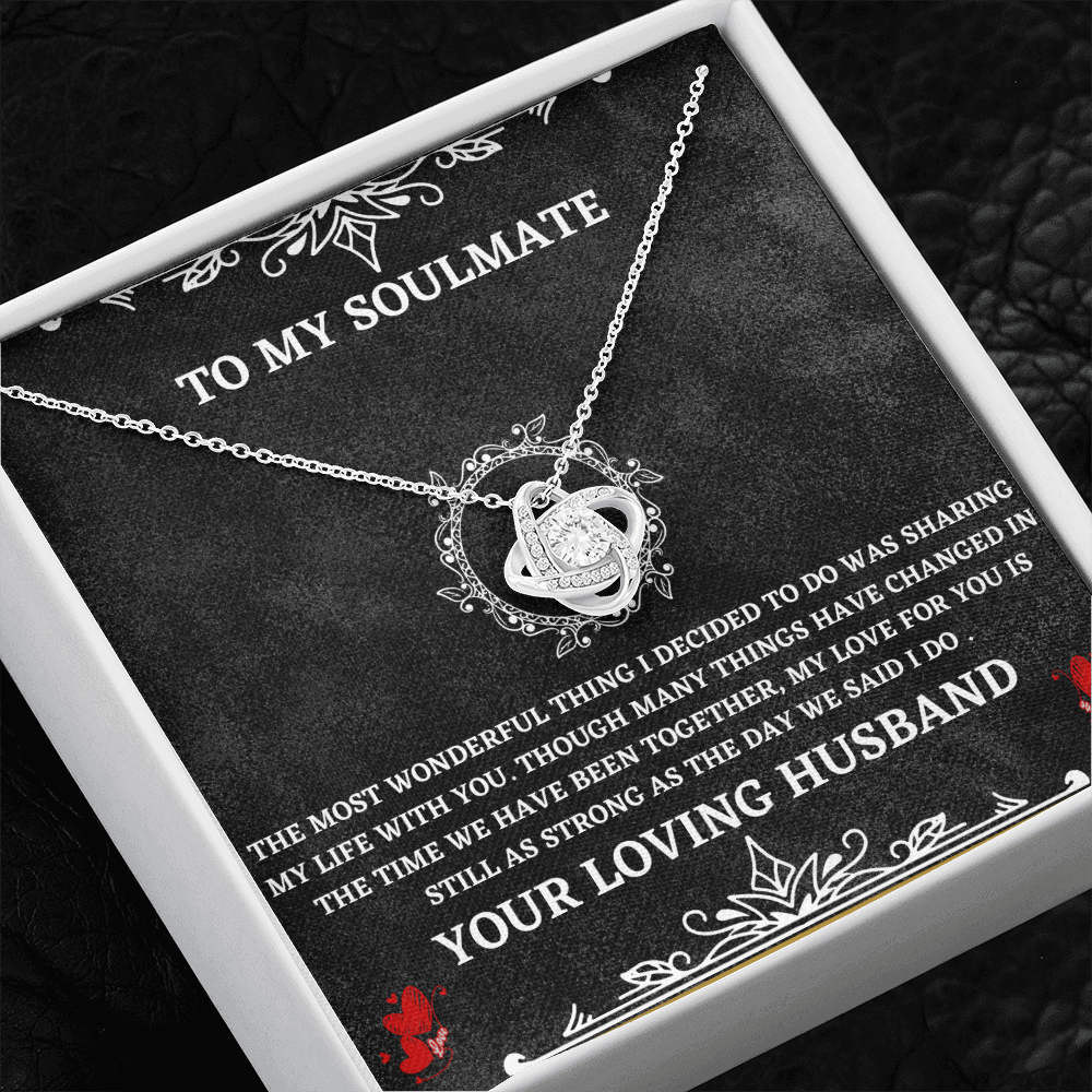 Soulmate Necklace Gift from Husband – Love Knot Pendant with Heartfelt Message Card