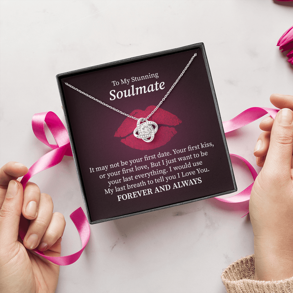 Soulmate Necklace Gift for Her with and Romantic Forever Message Card
