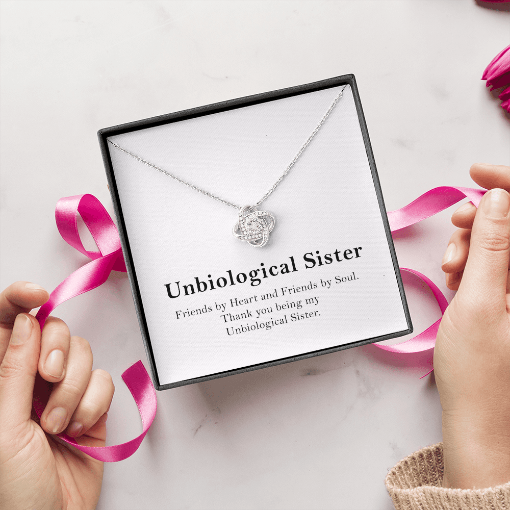 Unbiological Sister Necklace Gift – Friendship Jewelry with Message Card