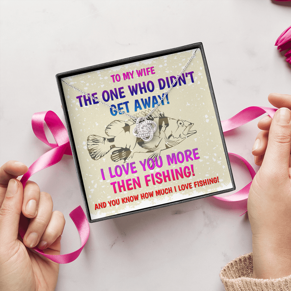 Funny Necklace Gift for Wife from Husband – I Love You More Than Fishing