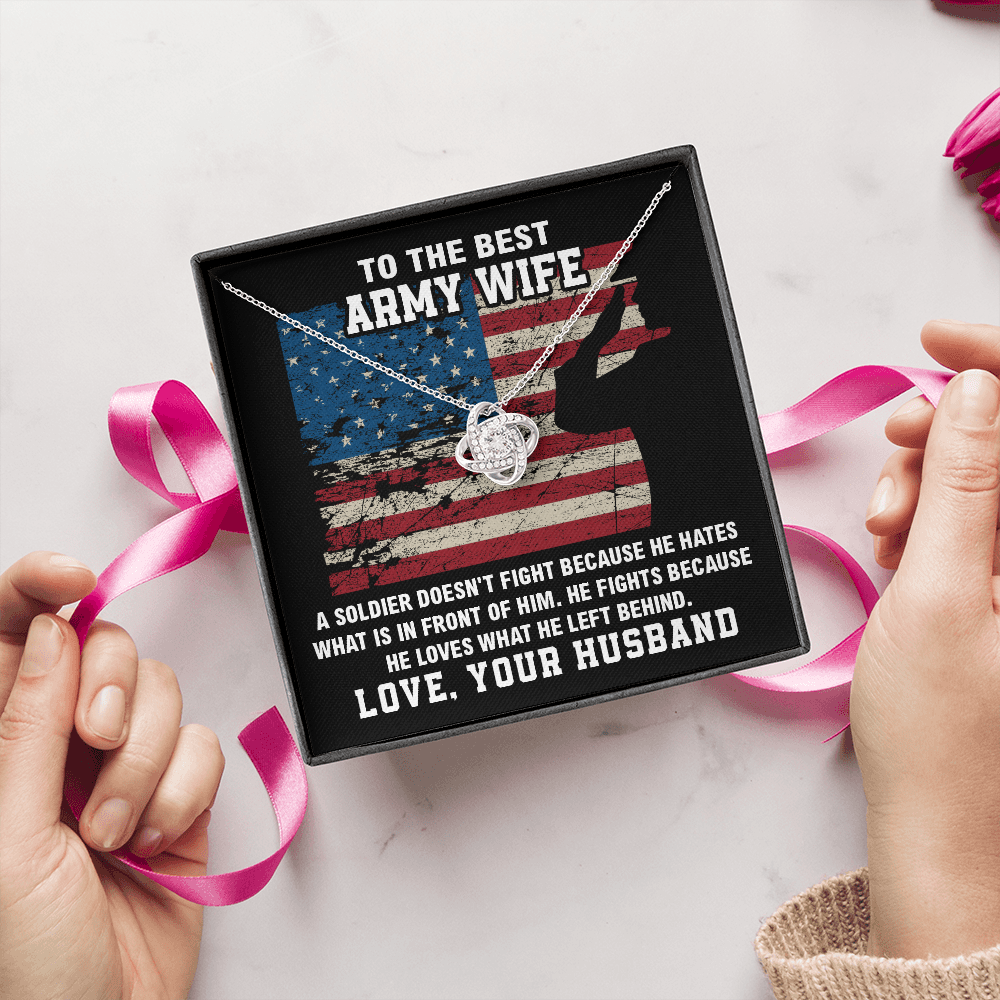 Army Wife Necklace Gift from Husband with Message Card