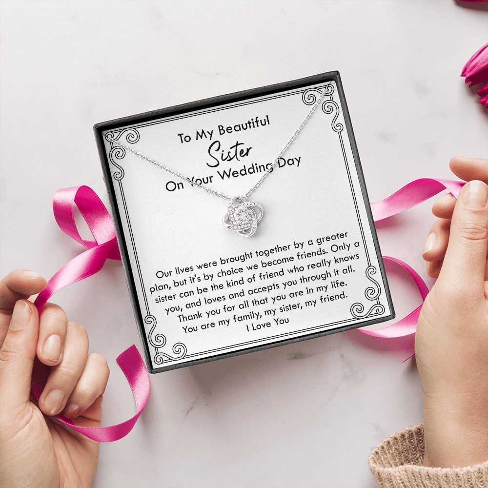 Wedding Day Necklace Gift for Sister from Sibling with Message Card