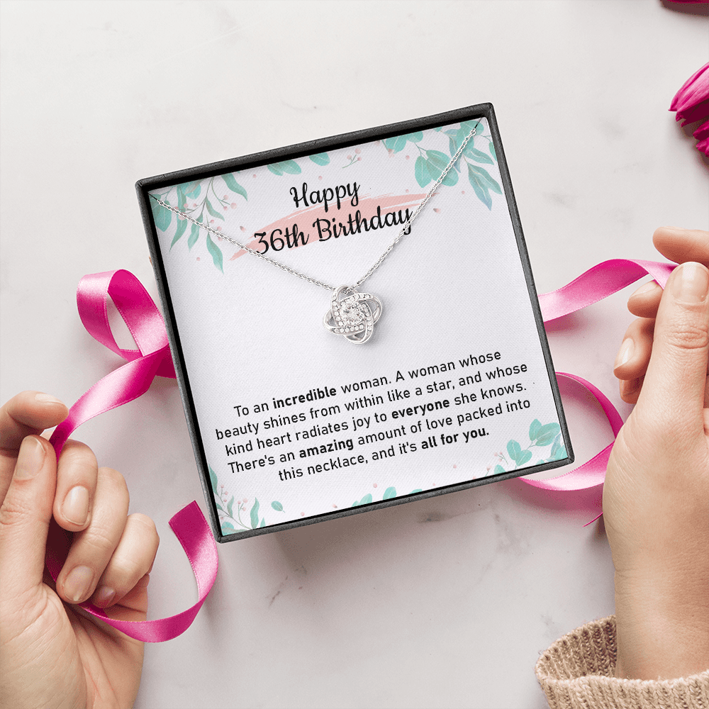 36th Birthday Necklace Gift for Her with Message Card