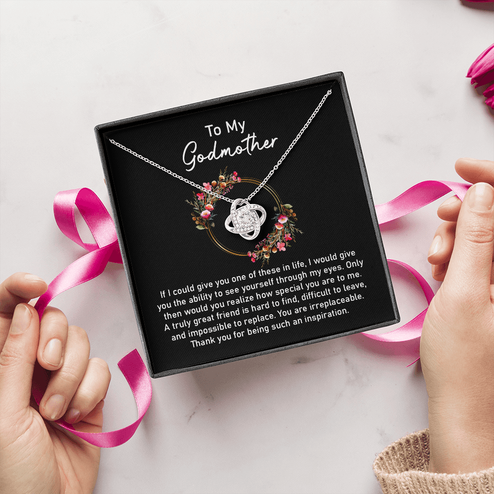 Godmother Necklace Gift from Godchild with Floral Message Card