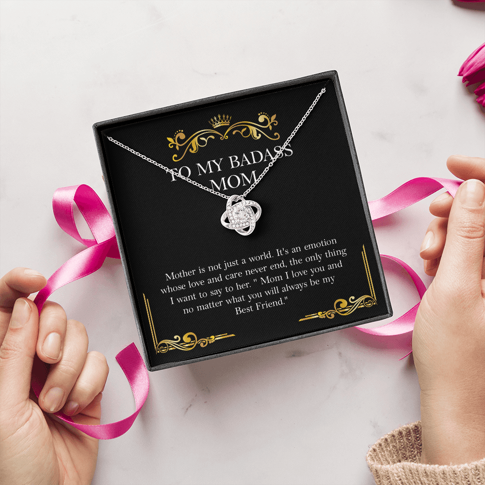 Badass Mom Necklace Gift with Message Card from Daughter or Son